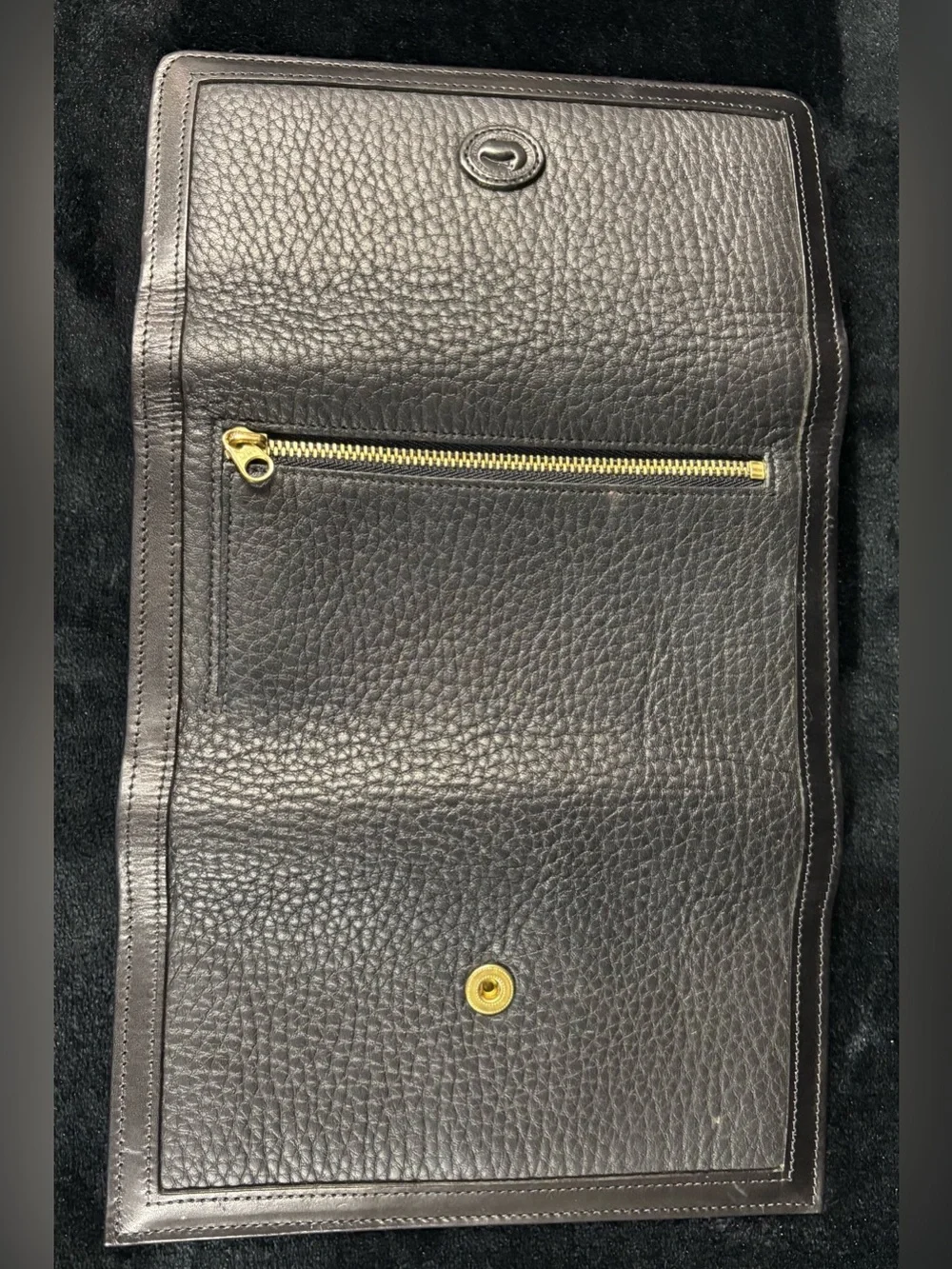 Vintage Dooney & Bourke Black All Weather Leather Wallet Gold Pen